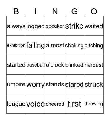 Lesson  9 Bingo Card