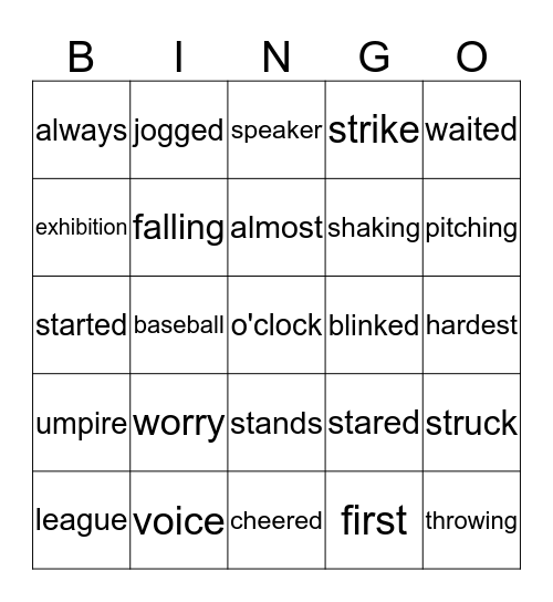 Lesson  9 Bingo Card