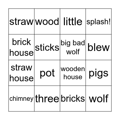 The Three Little Pigs Bingo Card