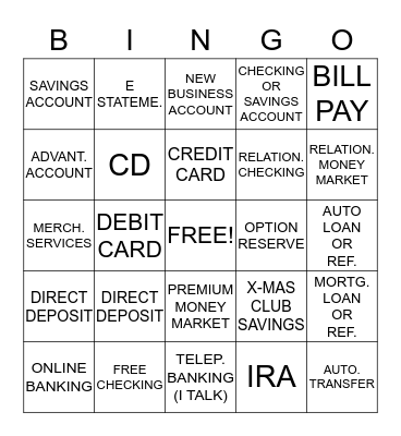 PBI BANK Bingo Card
