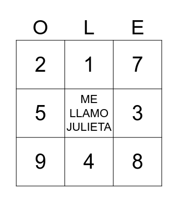 LOS NUMEROS Bingo Card