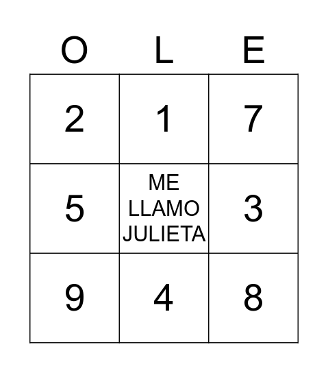 LOS NUMEROS Bingo Card