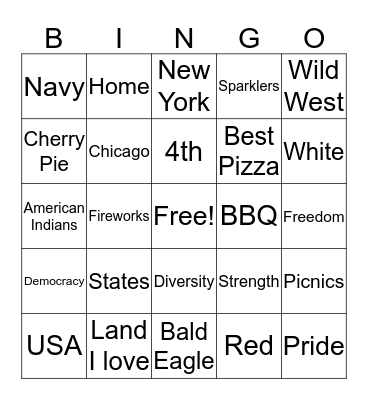 Patriotic Bingo Card