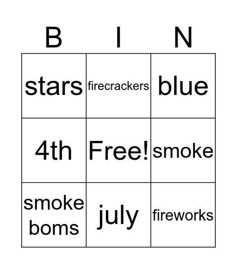 fourth of july Bingo Card