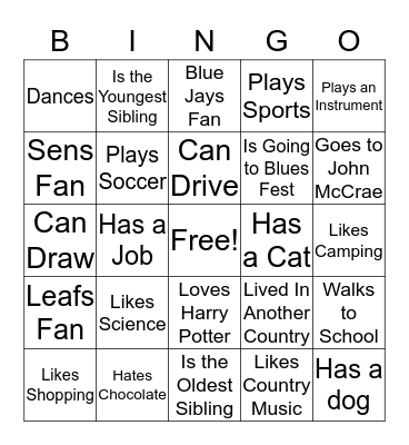 Ice Breaker Bingo Card