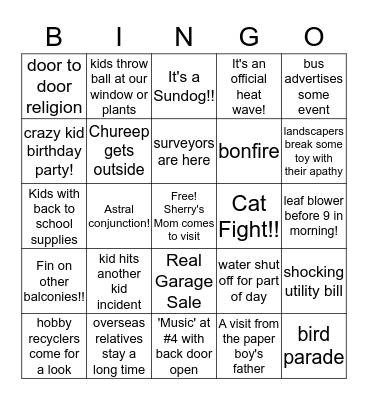 Summer Loser Bingo Card 3 Bingo Card