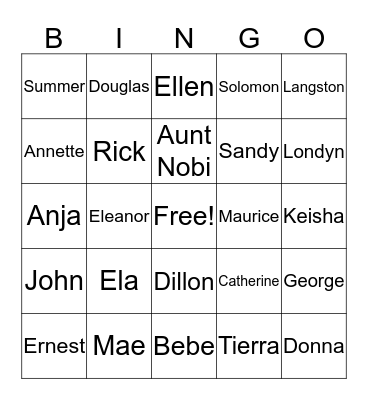 GET TO KNOW YOUR FAMILY BINGO Card