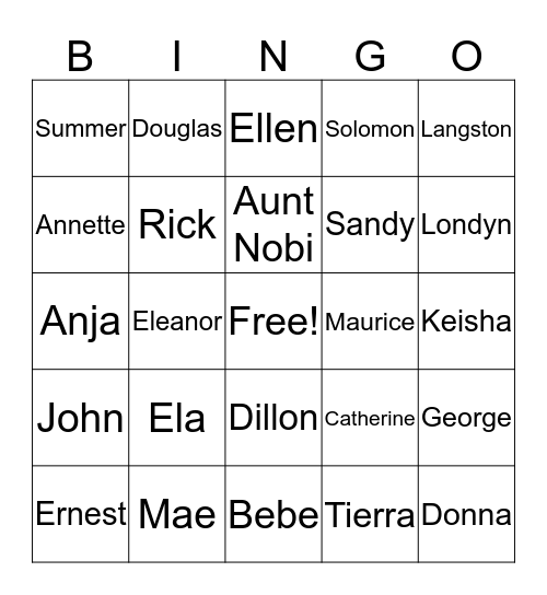 GET TO KNOW YOUR FAMILY BINGO Card