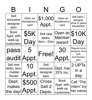 Anniversary Sale Bingo Card