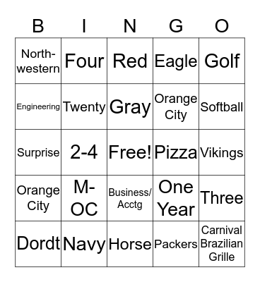 Abby and Sam Bingo Card