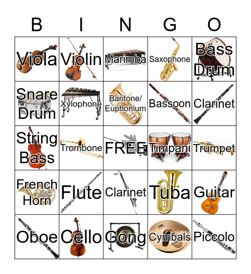 Music Instrument Bingo Card