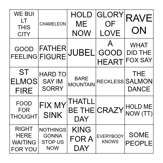 101 SOME OF MY FAVES Bingo Card