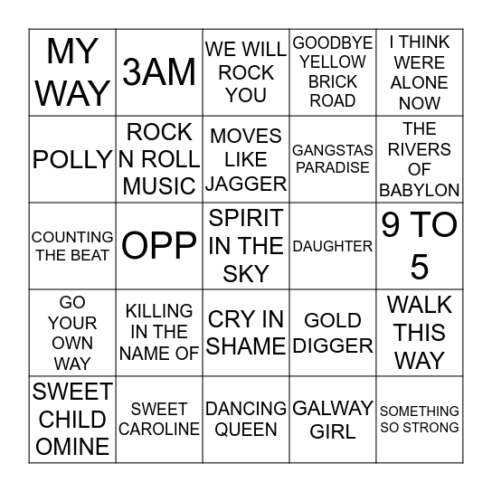 100 RANDOM FUN MASH-UP 1 Bingo Card