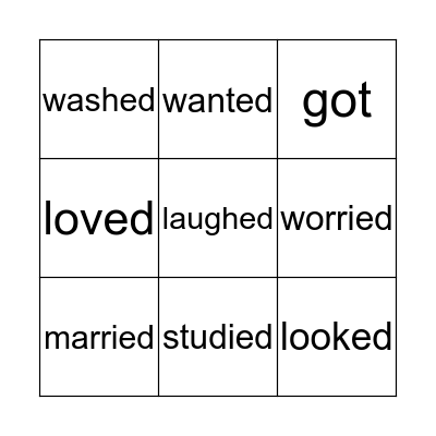 Past simple verbs Bingo Card