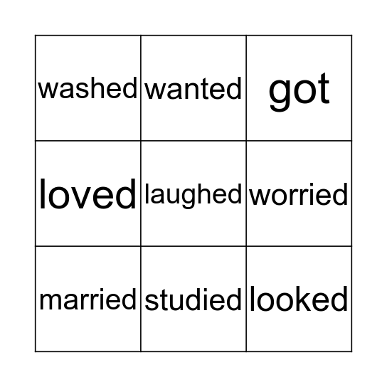 Past simple verbs Bingo Card
