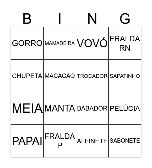 Bingo da Laís Bingo Card