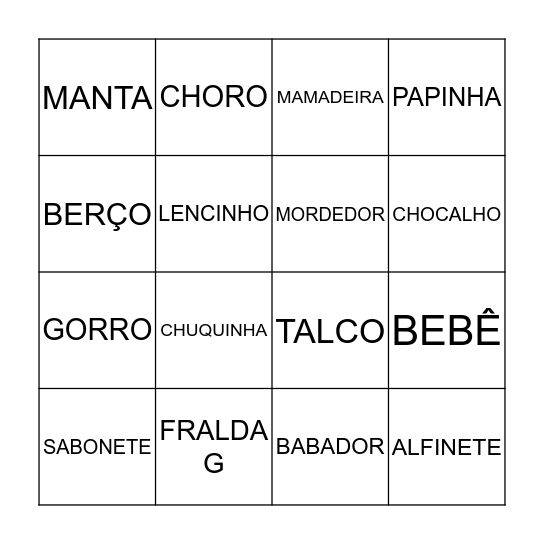 Bingo da Laís Bingo Card