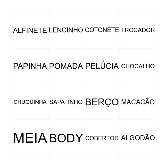 Bingo da Laís Bingo Card