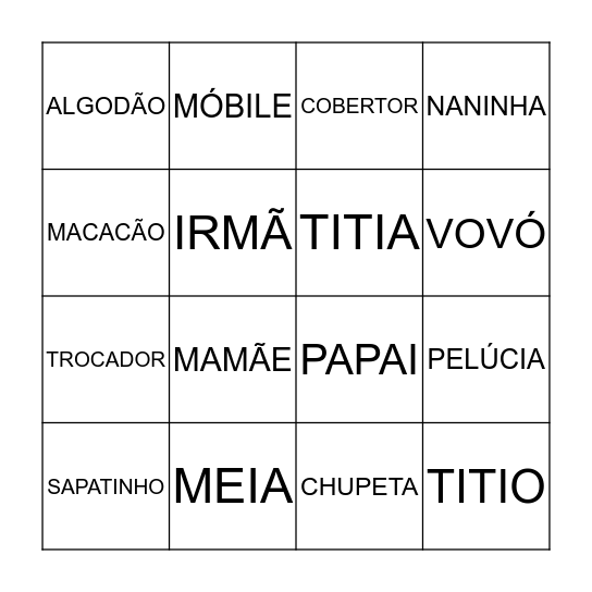 Bingo da Laís Bingo Card