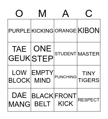 OMAC BINGO Card