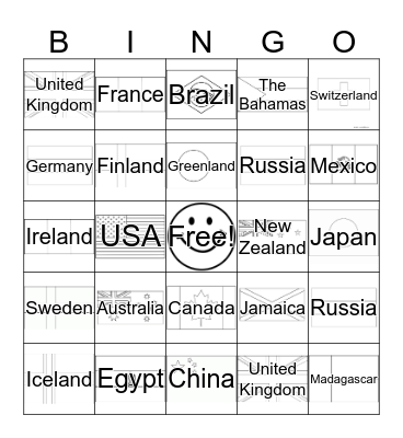 Country BINGO Card