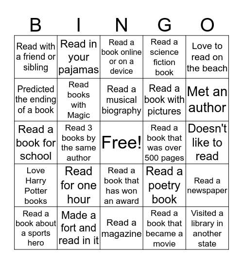 Book Bingo Card