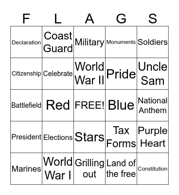 4th of July Bingo Card