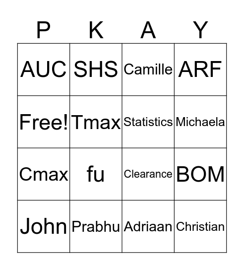 PK Experts! Bingo Card