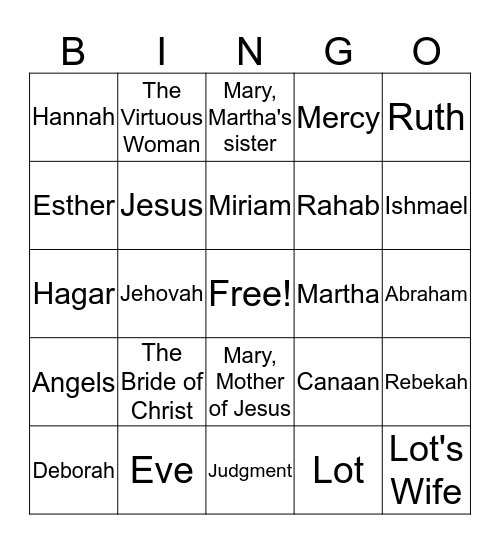 Life Principles From The Women Of The Bible Bingo Card