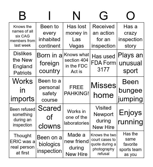 July 2017 Basic Investigator Bingo Card