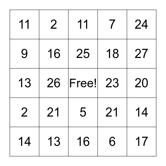 GGC Family Bingo Card