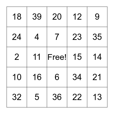 GGC Family Bingo Card