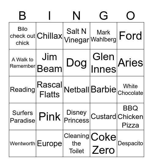 All about Courtney Bingo Card