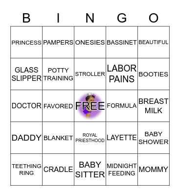 BEAUTIFUL BABY PRINCESS Bingo Card