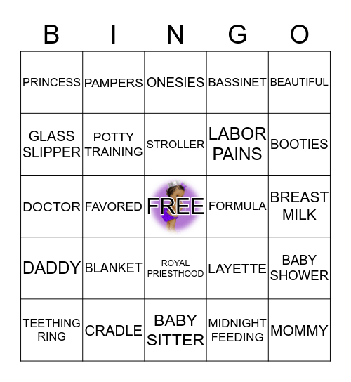 BEAUTIFUL BABY PRINCESS Bingo Card