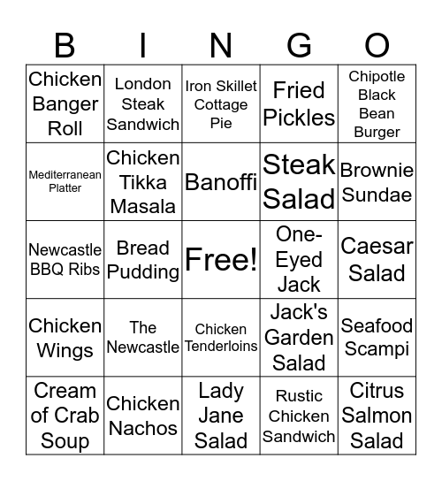 UNION JACK'S Bingo Card