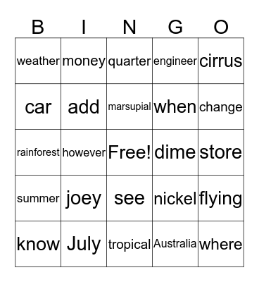 Whatever Bingo  Bingo Card