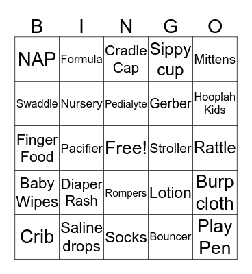 BABY SHOWER Bingo Card