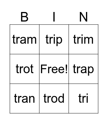 tr bingo Card
