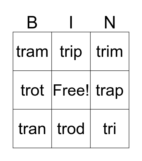 tr bingo Card