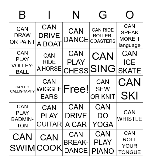 WHAT CAN YOU DO? Bingo Card
