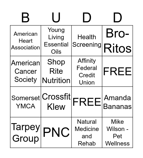 Wellness Bingo Card