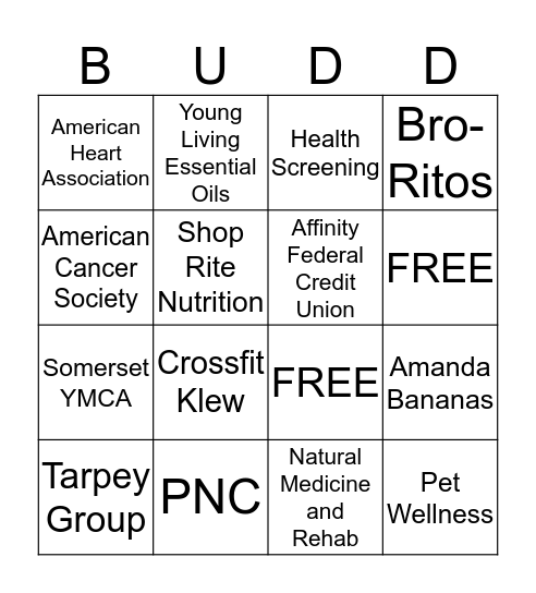 Wellness Bingo Card
