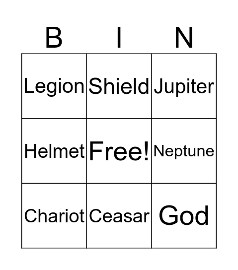 Rotten Roman Bingo Card