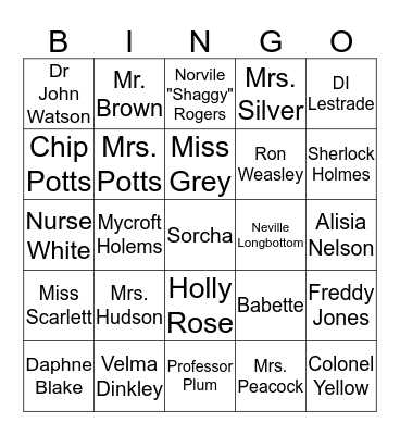 Who Dun' It Bingo Card