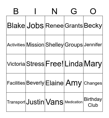 PHMH Bingo Card