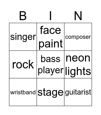 Music Bingo Card