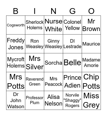 Who Dun' It Bingo Card