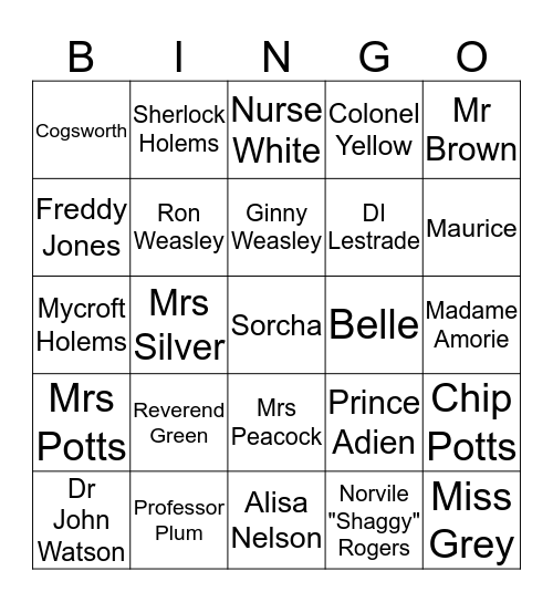 Who Dun' It Bingo Card