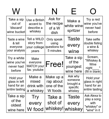 WINE-O Bingo Card